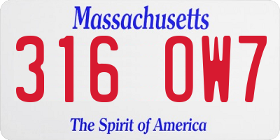 MA license plate 316OW7