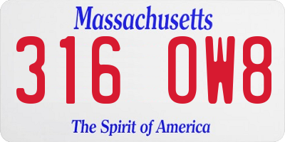 MA license plate 316OW8