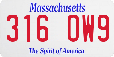 MA license plate 316OW9