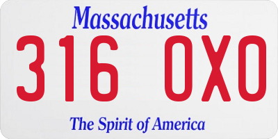 MA license plate 316OX0