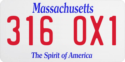 MA license plate 316OX1