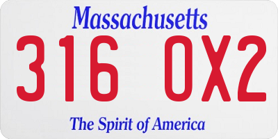 MA license plate 316OX2