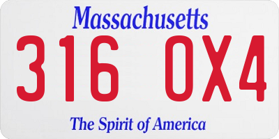 MA license plate 316OX4