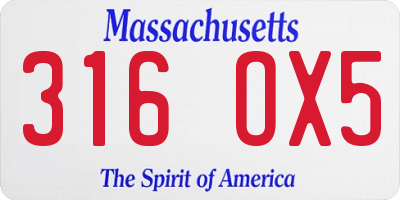MA license plate 316OX5