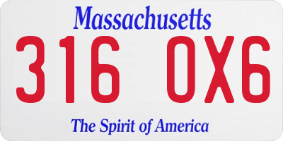 MA license plate 316OX6