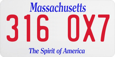 MA license plate 316OX7