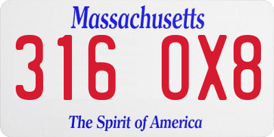 MA license plate 316OX8