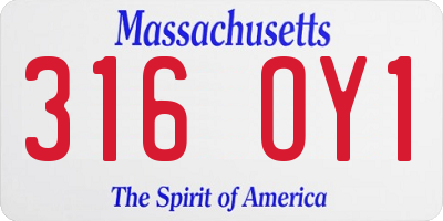 MA license plate 316OY1