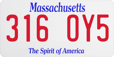 MA license plate 316OY5