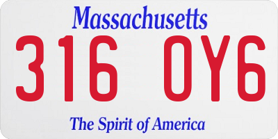 MA license plate 316OY6