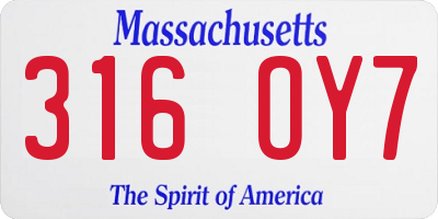 MA license plate 316OY7