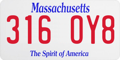 MA license plate 316OY8