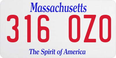 MA license plate 316OZ0