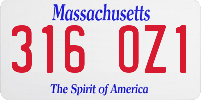 MA license plate 316OZ1