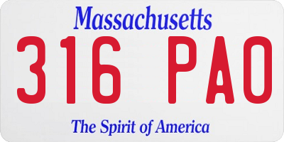 MA license plate 316PA0