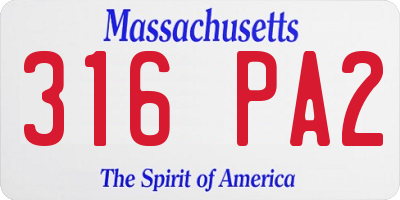 MA license plate 316PA2
