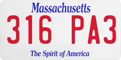 MA license plate 316PA3