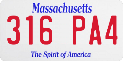 MA license plate 316PA4