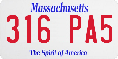 MA license plate 316PA5