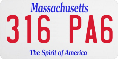 MA license plate 316PA6
