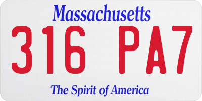 MA license plate 316PA7