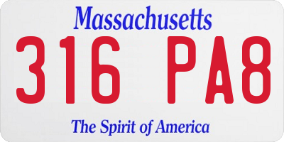 MA license plate 316PA8