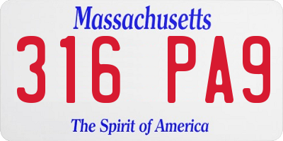 MA license plate 316PA9