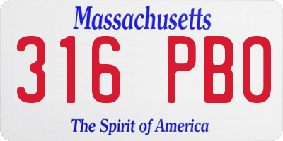 MA license plate 316PB0