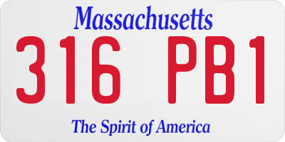 MA license plate 316PB1