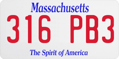 MA license plate 316PB3