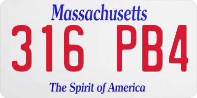 MA license plate 316PB4