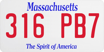 MA license plate 316PB7