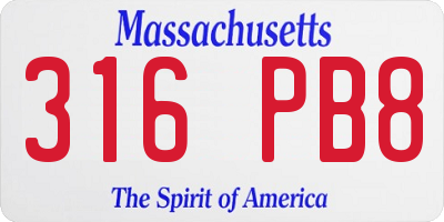 MA license plate 316PB8