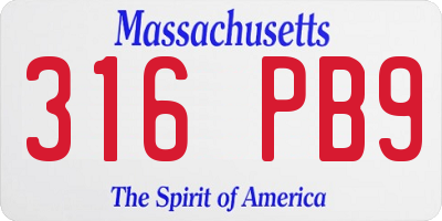 MA license plate 316PB9