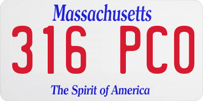MA license plate 316PC0
