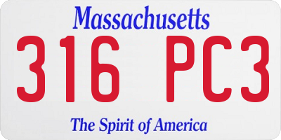MA license plate 316PC3