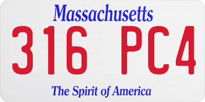 MA license plate 316PC4