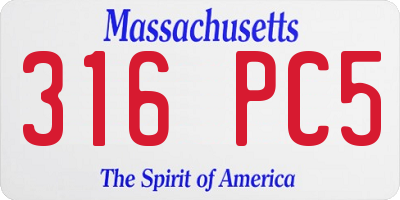 MA license plate 316PC5