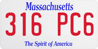 MA license plate 316PC6