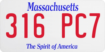 MA license plate 316PC7