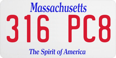 MA license plate 316PC8
