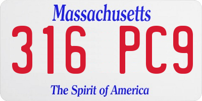 MA license plate 316PC9