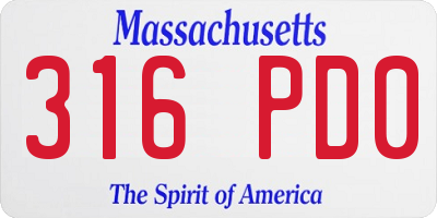 MA license plate 316PD0