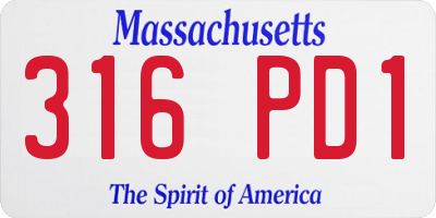 MA license plate 316PD1