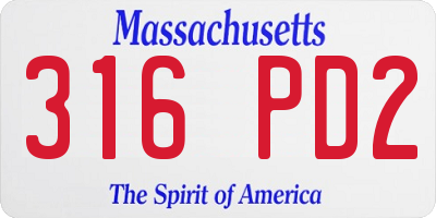 MA license plate 316PD2