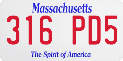 MA license plate 316PD5