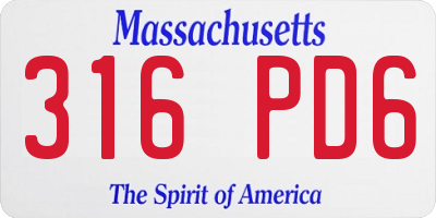 MA license plate 316PD6
