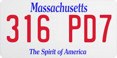 MA license plate 316PD7