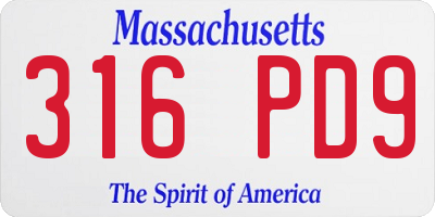 MA license plate 316PD9