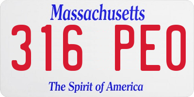 MA license plate 316PE0